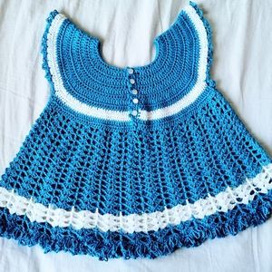 Hand Crocheted Blue Top